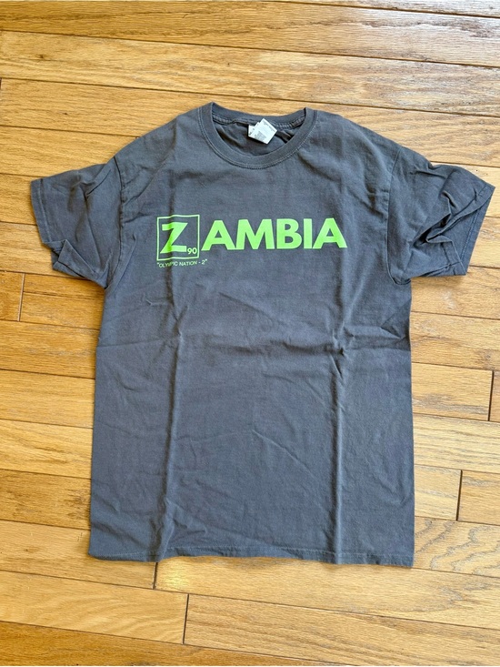 Gildan Other - Gildan Gray Short-Sleeve Tee with Neon Green Zambia Graphic